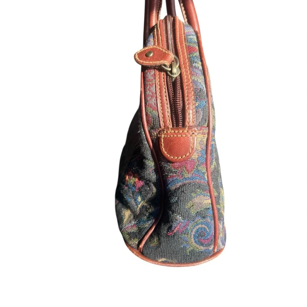 Vintage Liz Claiborne Floral Tapestry VIBRANT Handbag Satchel VGUC 1990